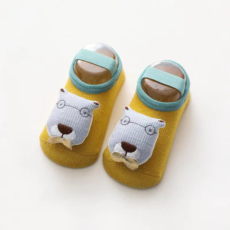 Baby 3D Cartoon Animal Patched Design Dispensing Non-Slip Lace-Up shoes in various colors with cute animal designs.