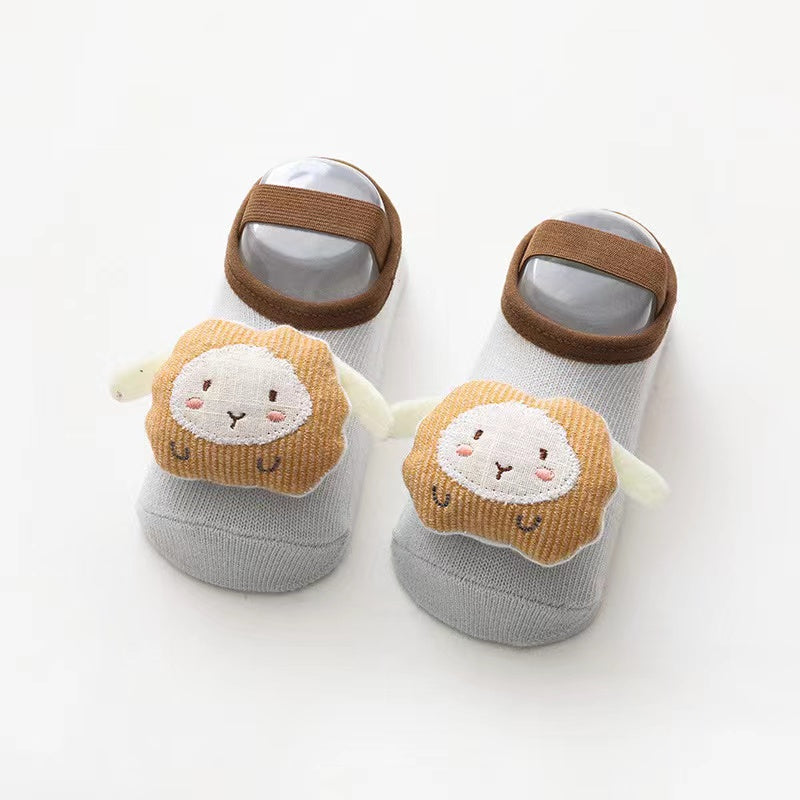 Baby 3D Cartoon Animal Patched Design Dispensing Non-Slip Lace-Up shoes in various colors with cute animal designs.