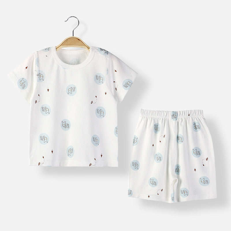 Baby Animal Print T-Shirt Combo featuring soft cotton fabric and solid shorts in vibrant colors, perfect for summer wear.