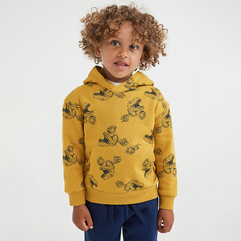 Baby Boy Cartoon Animal Pattern Composite One Piece Fleece in green, featuring a cozy design perfect for toddlers.
