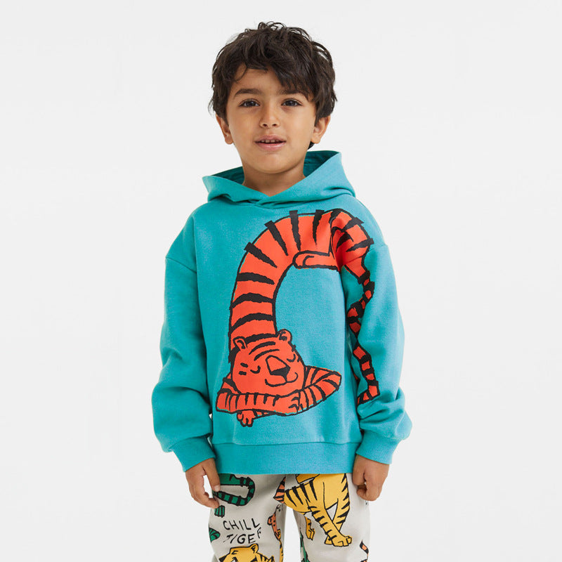 Baby Boy Cartoon Animal Pattern Composite One Piece Fleece in green, featuring a cozy design perfect for toddlers.