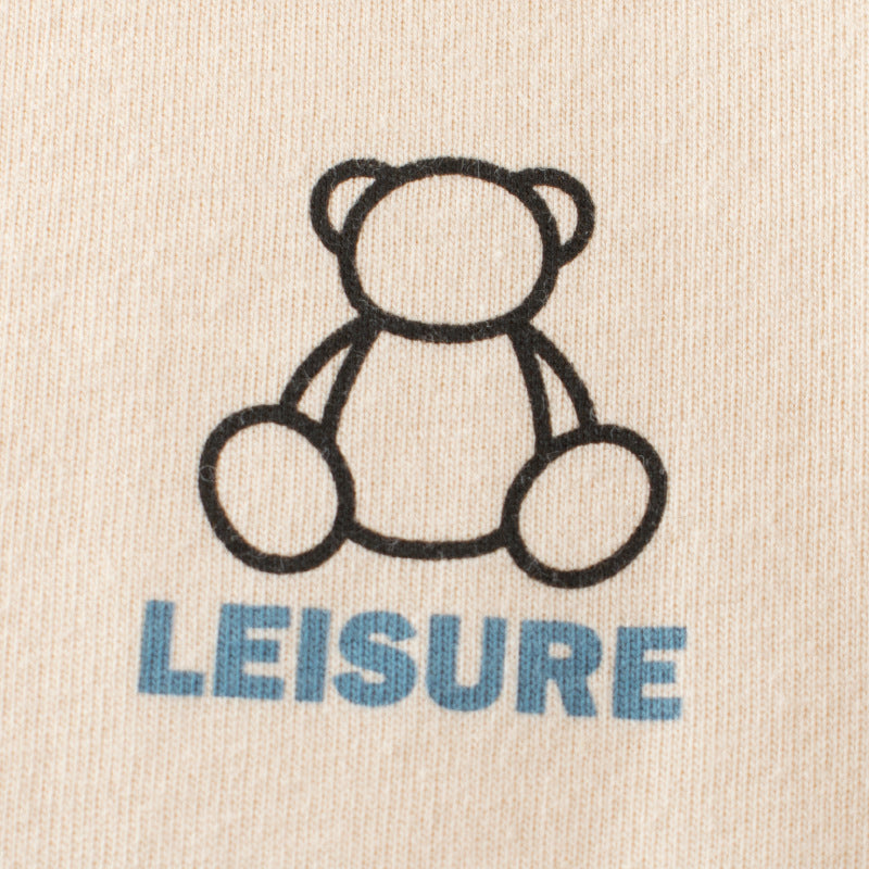 Baby boy and girl long sleeve cotton shirt featuring a playful bear print pattern in apricot color, suitable for ages 7-12.