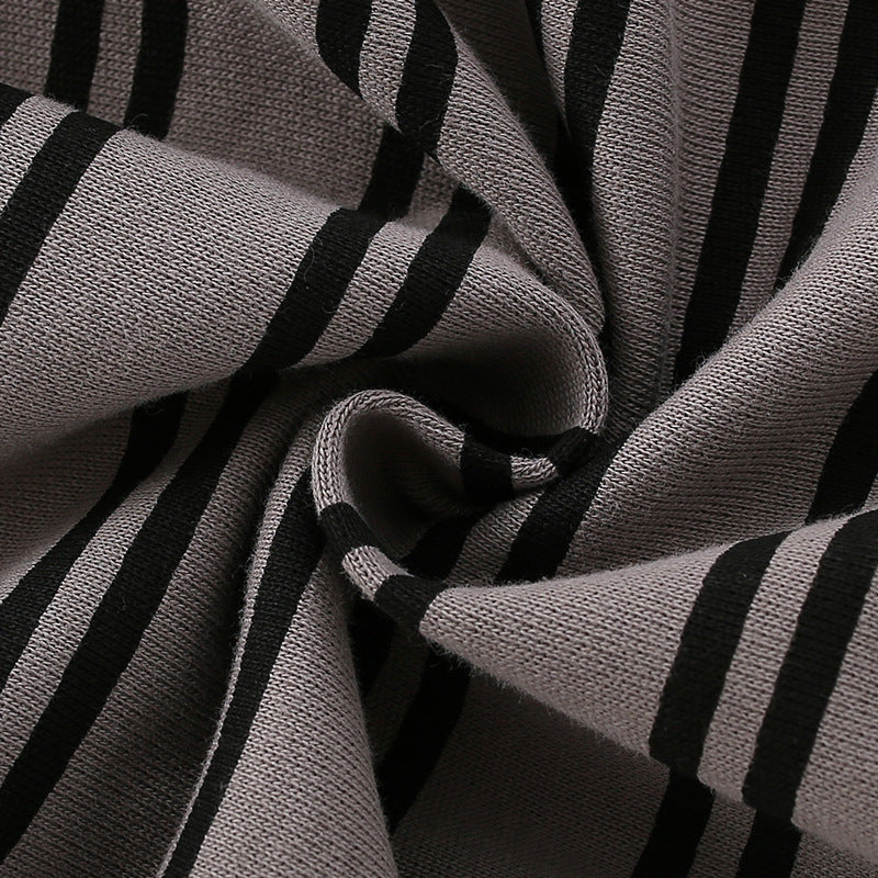 Baby Boy Bear and Striped Pattern Long Sleeve Sweatshirt in brown cotton, featuring a playful bear design and stylish stripes.