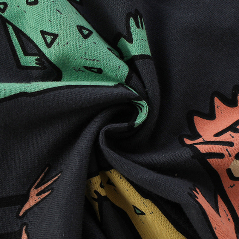 Baby Boy Cartoon Animal Graphic Crewneck Cotton T-Shirt in yellow and grey colors, featuring playful animal graphics.