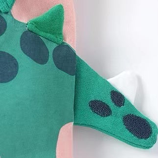 Bright orange Baby Boy Cartoon Dinosaur Print Tee with a 3D tail design, perfect for summer wear.