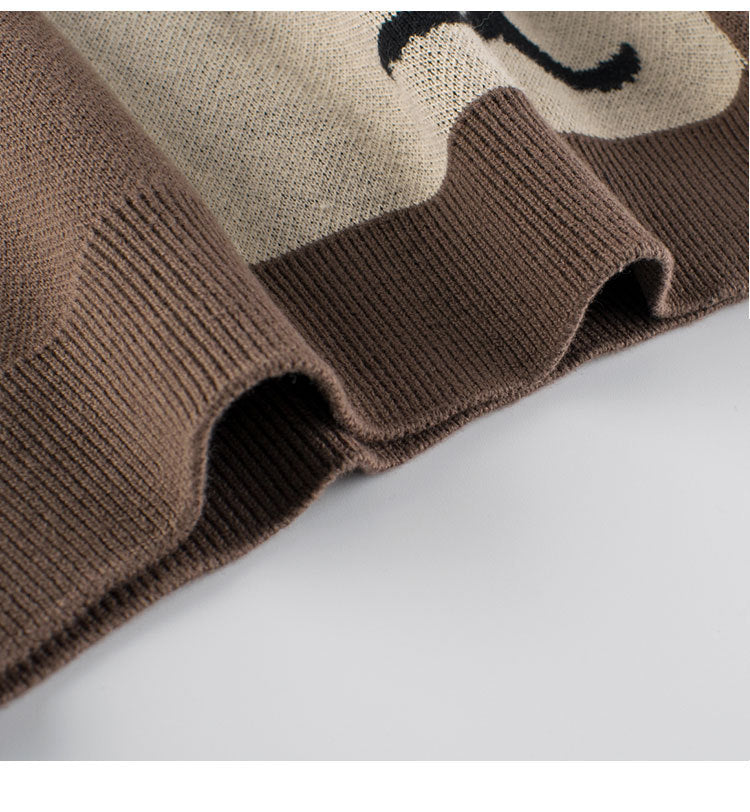 Baby boys long sleeve pullover featuring teddy bear cartoon design in beige and brown colors, perfect for chilly weather.