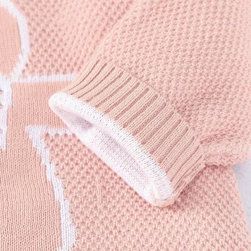 Baby Cartoon Bunny embroidered romper with hat in soft cotton fabric, featuring colorful graphics and available in white, pink, and coffee colors.