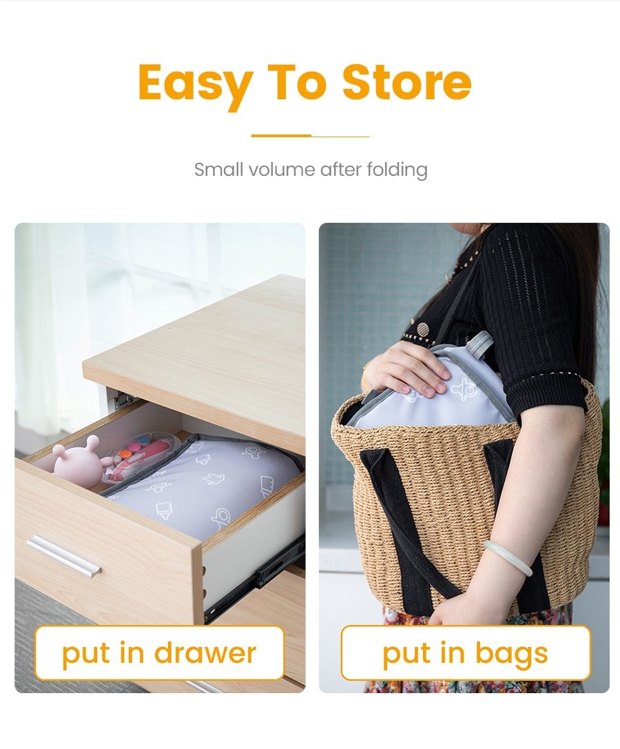 Baby Crib Hanging Storage Bag in cartoon pattern, designed for organizing diapers and baby essentials.