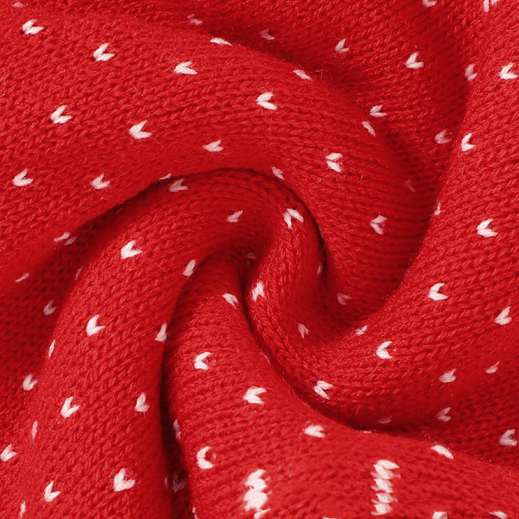 Cozy Baby Dinosaur and Dot Print Knit Romper in vibrant red for infants, featuring playful dinosaur and polka dot patterns.