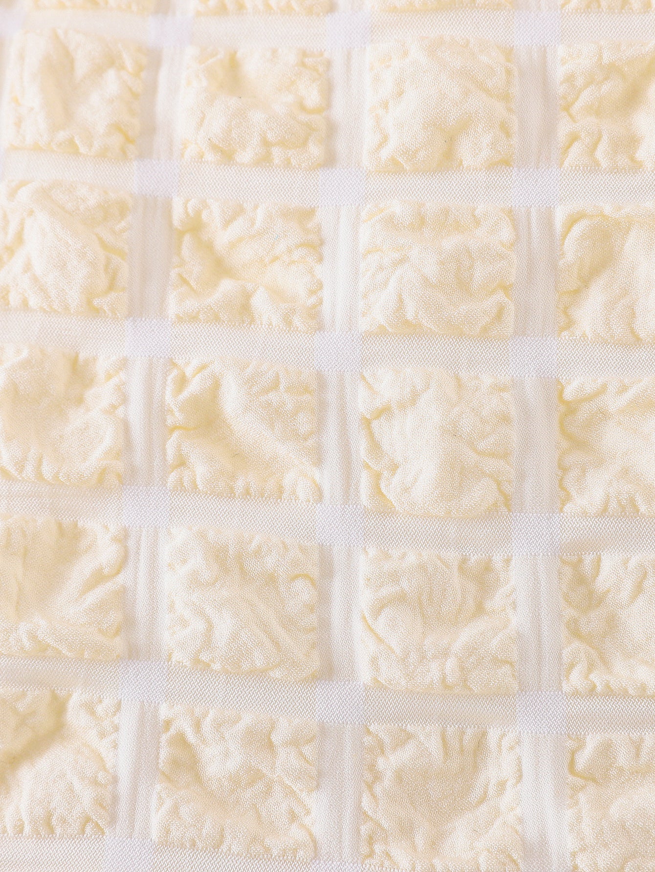 Baby Girl 3D Plaid Graphic Puff Sleeve Princess Dress in vibrant yellow with puff sleeves and plaid design.