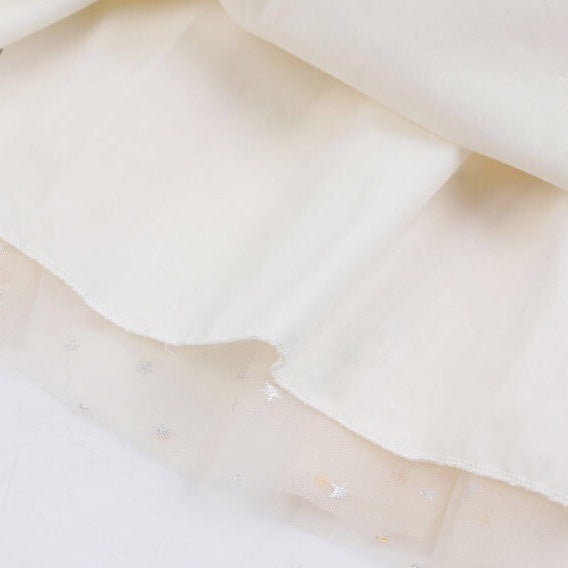 Baby Girl Bow Tie Decoration Patchework Design Mesh Overlay Dress in black, featuring a stylish patchwork design and elegant bow tie.