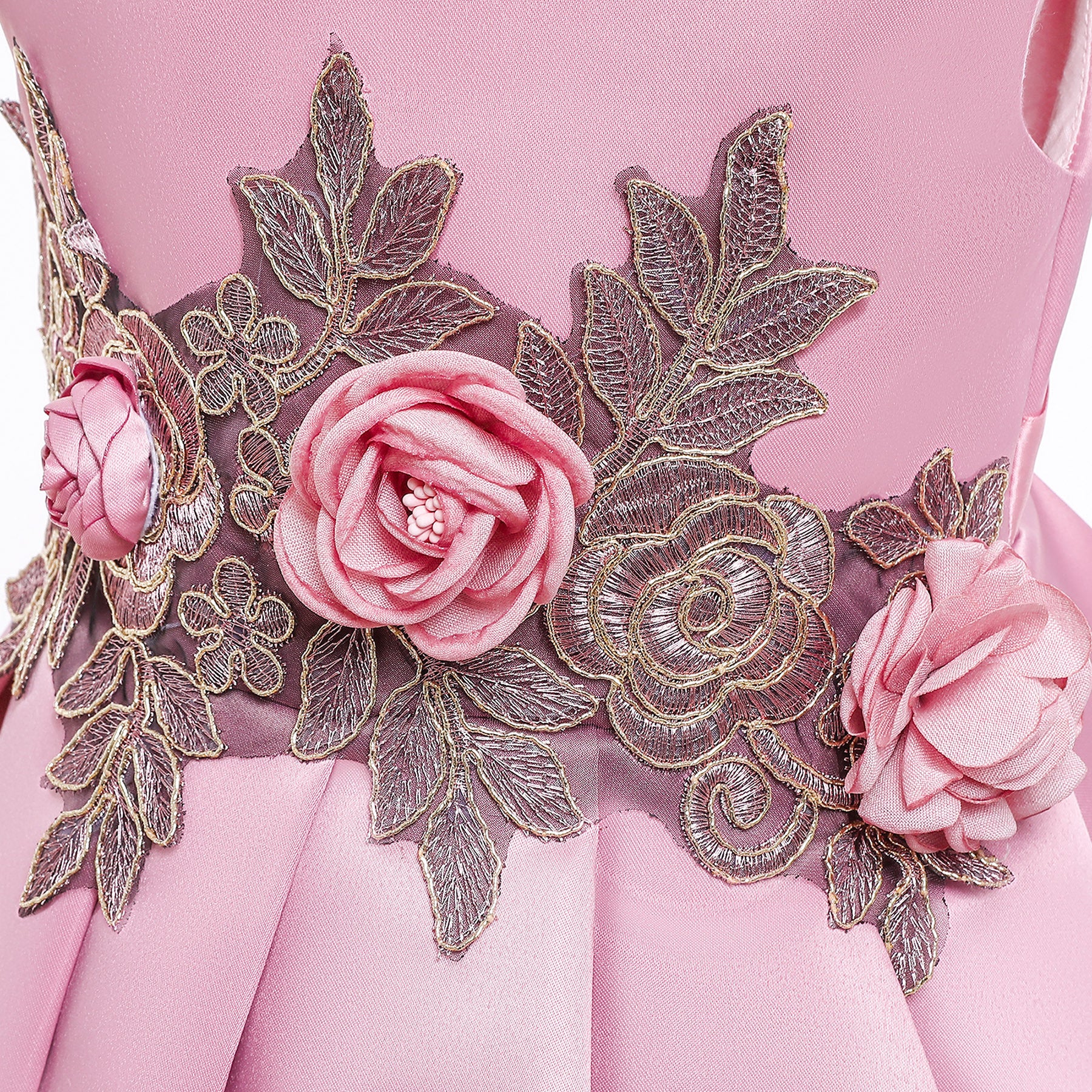 A beautiful baby girl wearing a floral pattern show dress in vibrant colors, perfect for birthday parties and formal occasions.