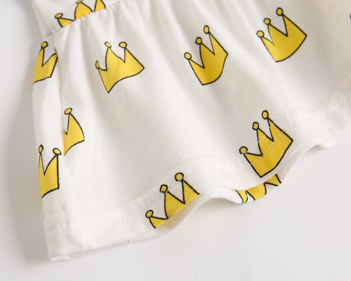 Adorable baby girl outfit featuring a ruffle sleeveless top and matching shorts with a heart printed pattern in pink and yellow.