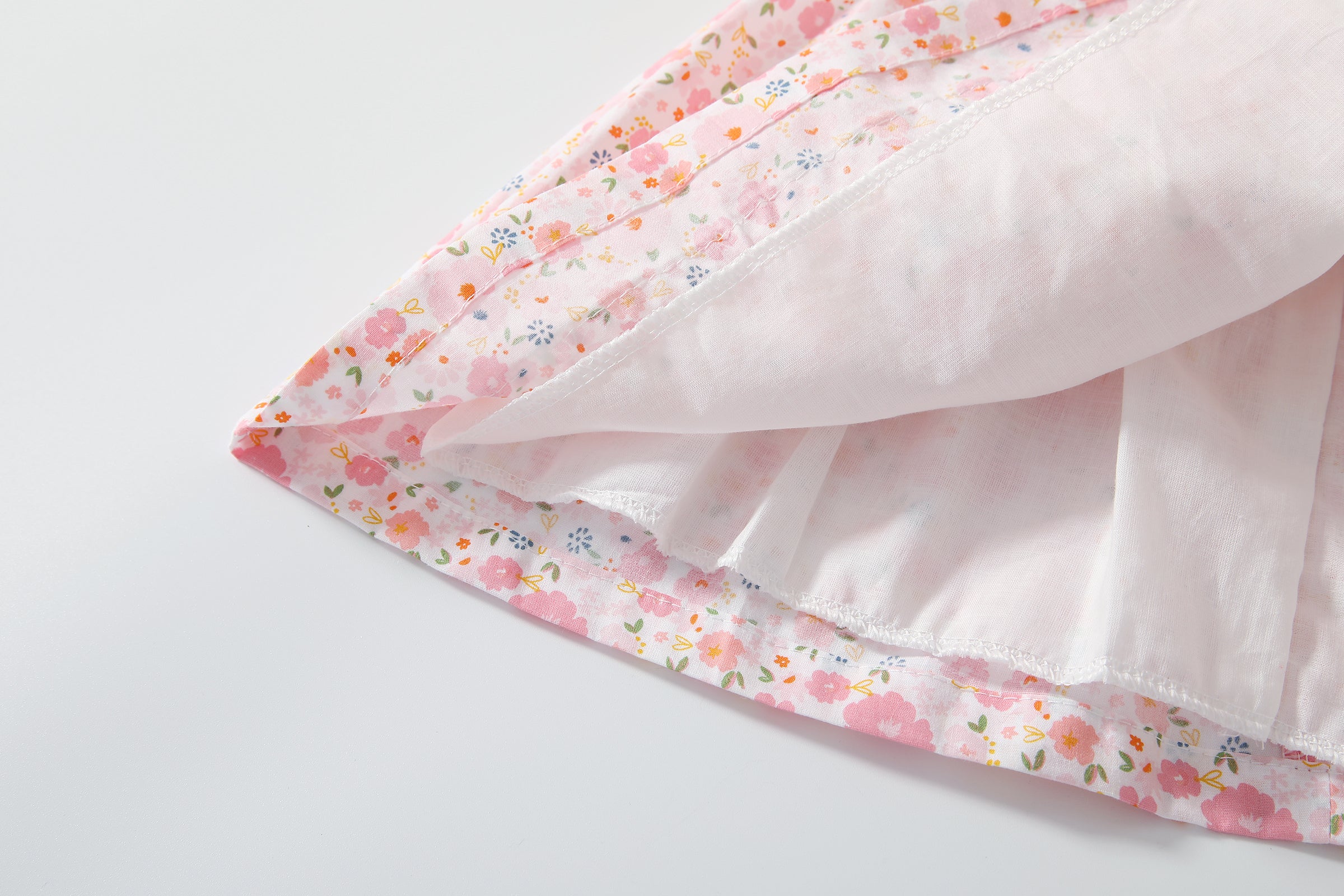 Baby girl dress featuring a floral print and shell shape collar, perfect for summer occasions.