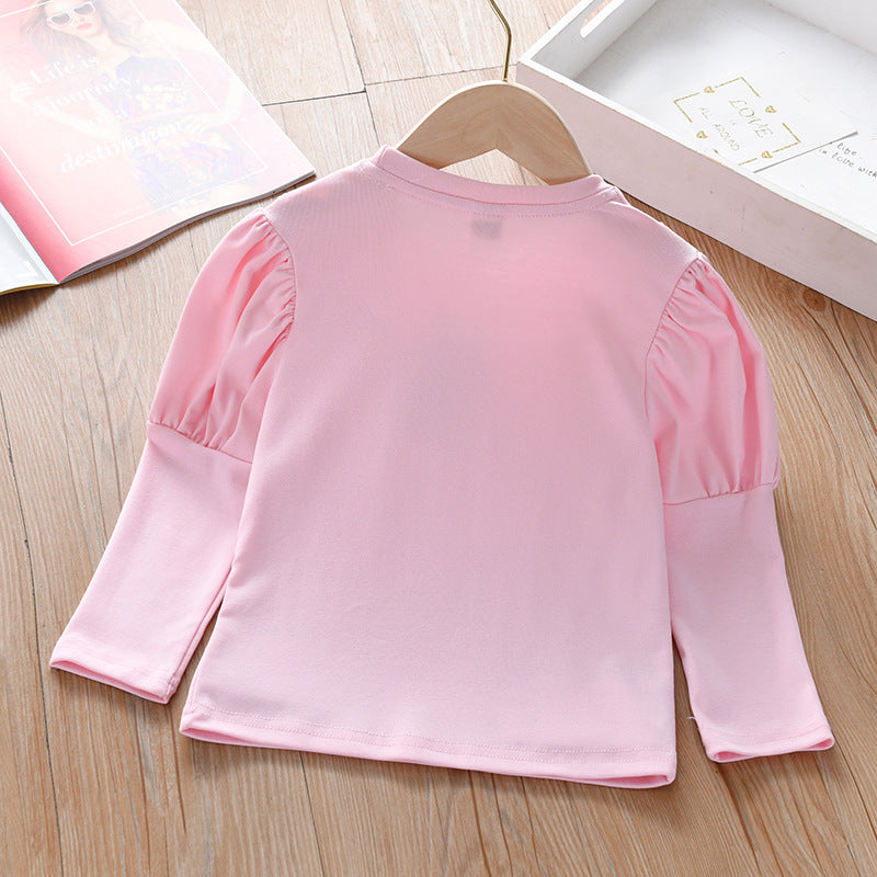 Baby Girl Solid Color Ruffle Design Shirt in white and pink, showcasing ruffle details and soft cotton fabric.