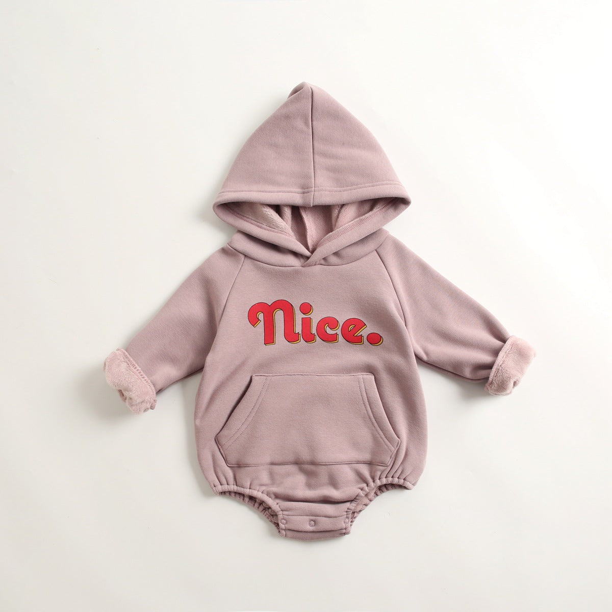 Thickened cotton onesies for babies featuring a cute letter print pattern in purple and grey colors, suitable for both genders.