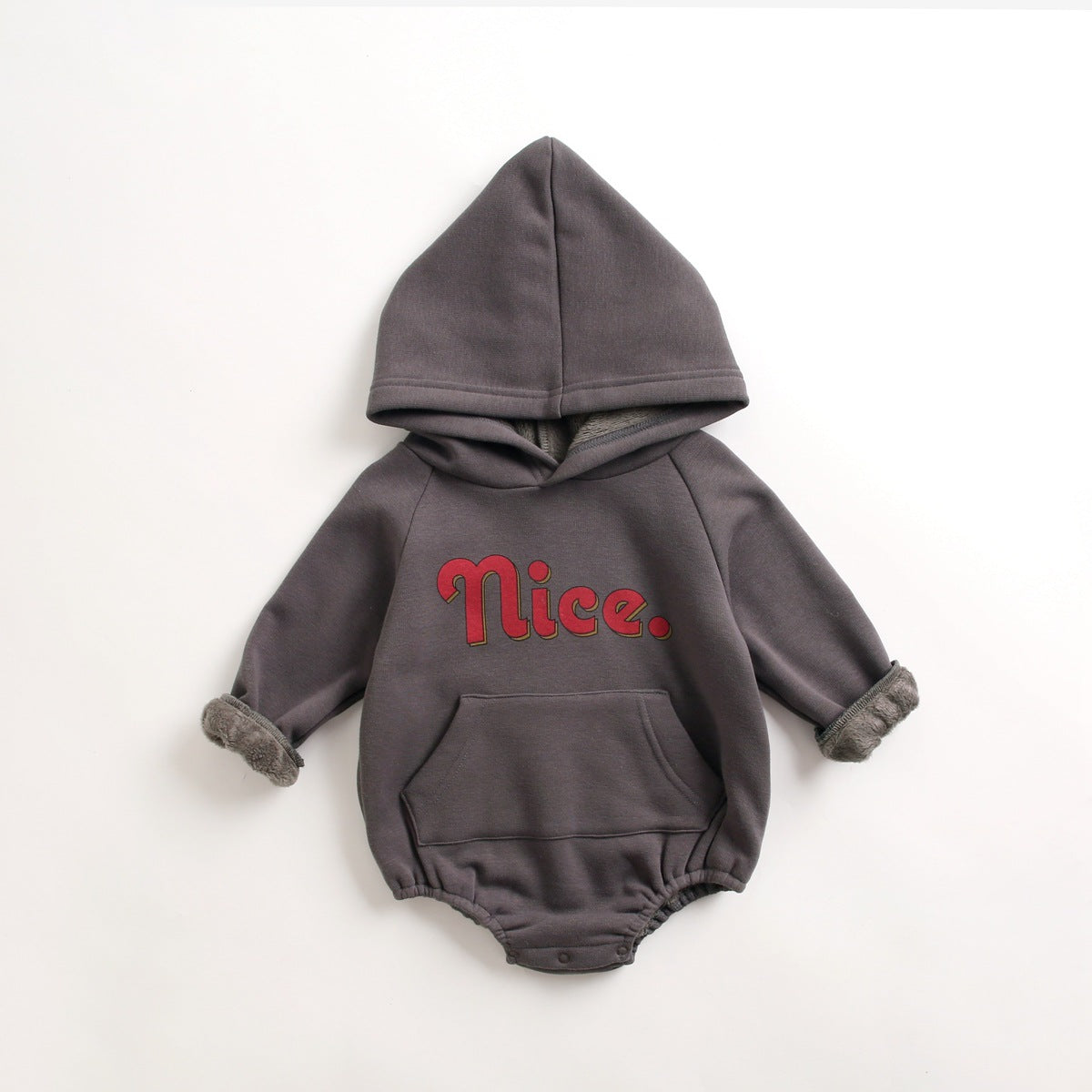 Thickened cotton onesies for babies featuring a cute letter print pattern in purple and grey colors, suitable for both genders.