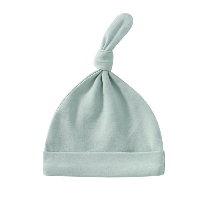 A colorful baby pullover long tail hat made of soft cotton, featuring a vibrant design suitable for both baby boys and girls.