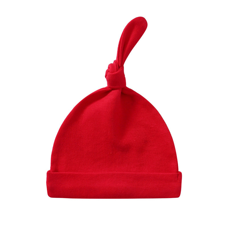 A colorful baby pullover long tail hat made of soft cotton, featuring a vibrant design suitable for both baby boys and girls.