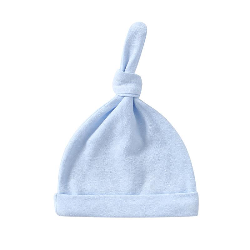 A colorful baby pullover long tail hat made of soft cotton, featuring a vibrant design suitable for both baby boys and girls.