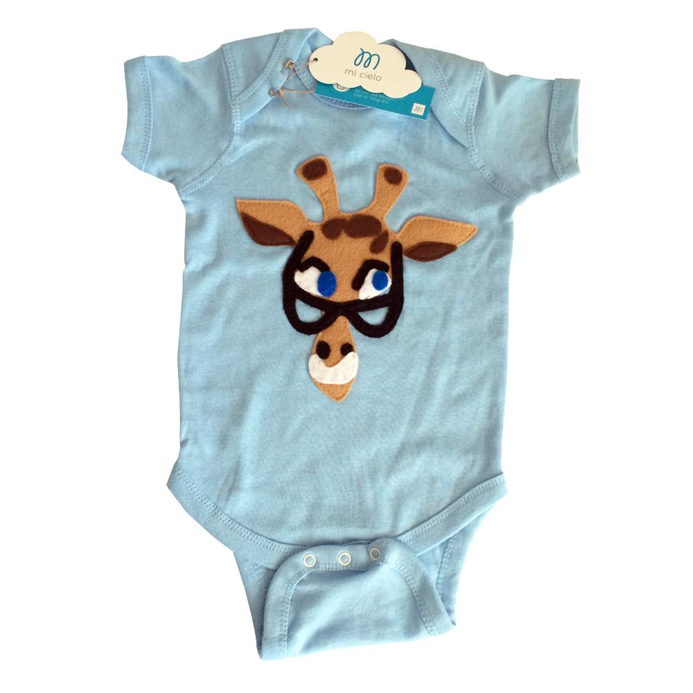 A beautifully designed Baby Onesie - Mitford featuring unique felt appliqué by mi cielo and Donald Robertson, showcasing vibrant colors and artistic flair.