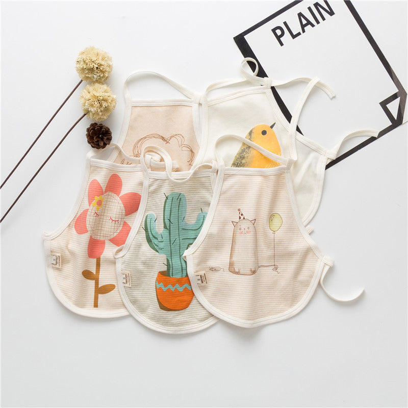 Baby Printed Pattern Belt Design Thin Apron in various colors with fun animal and fruit patterns, perfect for summer wear.