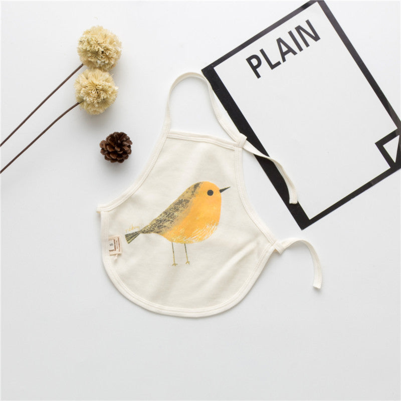 Baby Printed Pattern Belt Design Thin Apron in various colors with fun animal and fruit patterns, perfect for summer wear.