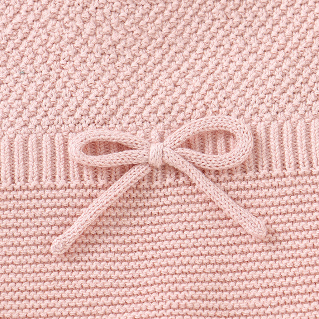 Baby Solid Color Flying Sleeves Sweet Knitted Rompers in pink and blue, showcasing soft cotton fabric and stylish design.