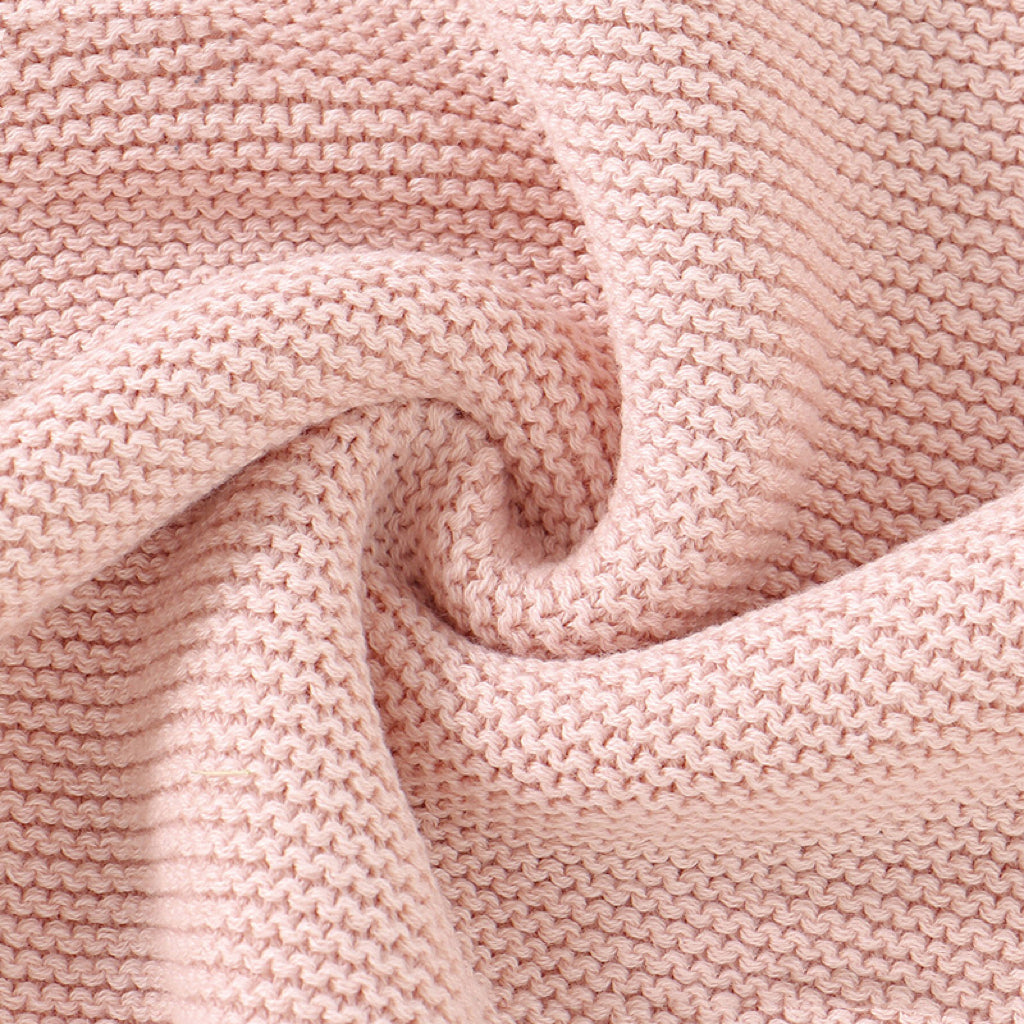 Baby Solid Color Flying Sleeves Sweet Knitted Rompers in pink and blue, showcasing soft cotton fabric and stylish design.