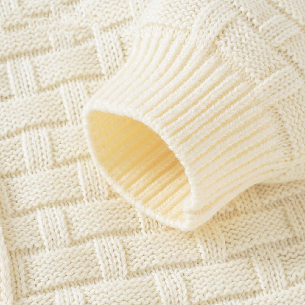 Baby Solid Color Full Button Design Knit Rompers in white, pink, and green, showcasing soft acrylic material and full-button front.