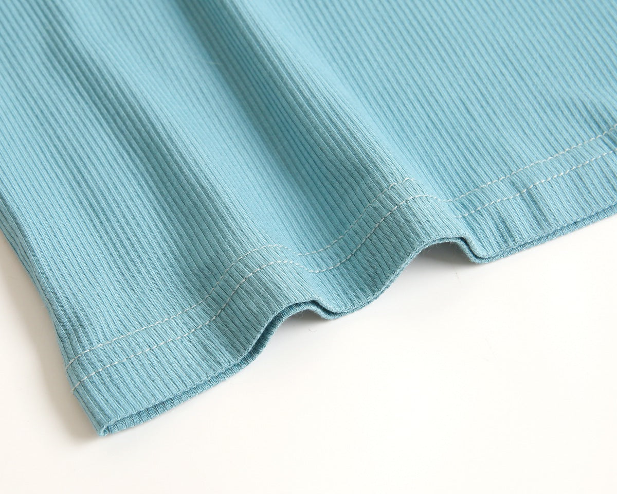 Baby Solid Color Neck Matching Sports Set in vibrant colors, featuring a stylish neck design, perfect for summer play.