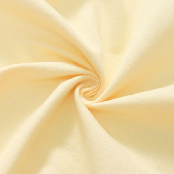 Baby unisex solid color cardigan set in apricot with cartoon shape design, made from soft cotton material.