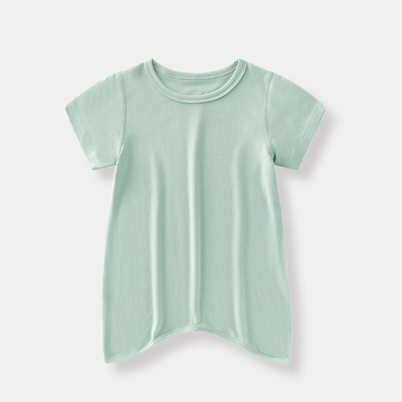 Baby unisex solid color soft cotton sleepwear in vibrant colors, perfect for summer nights.