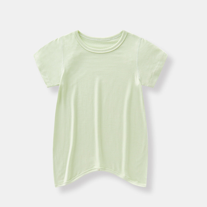 Baby unisex solid color soft cotton sleepwear in vibrant colors, perfect for summer nights.