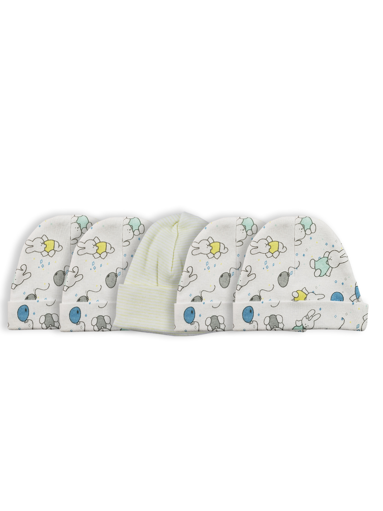 Bambini Baby Cap pack of 5, soft cotton infant beanies in various colors, perfect for newborns and infants.