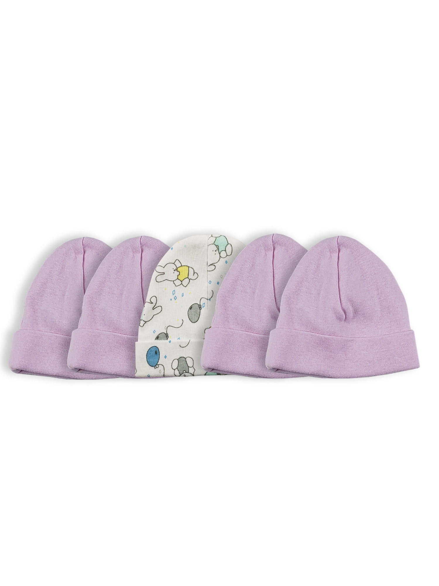 Bambini Girls Baby Cap pack of 5 in various colors, made from soft cotton, perfect for infants.