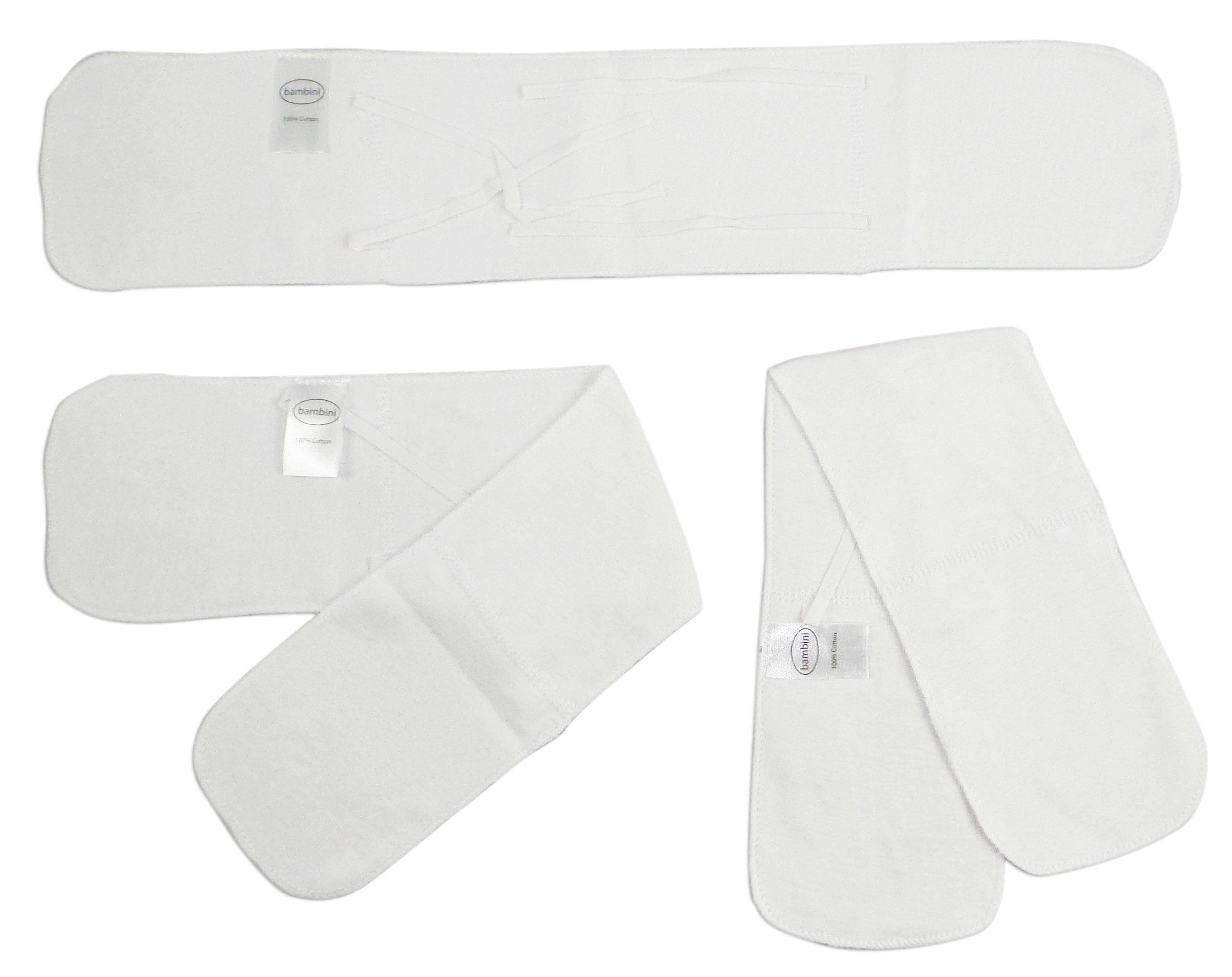 Bambini Infant Abdominal Binder pack of 3 in white cotton, designed for comfort and support for infants.