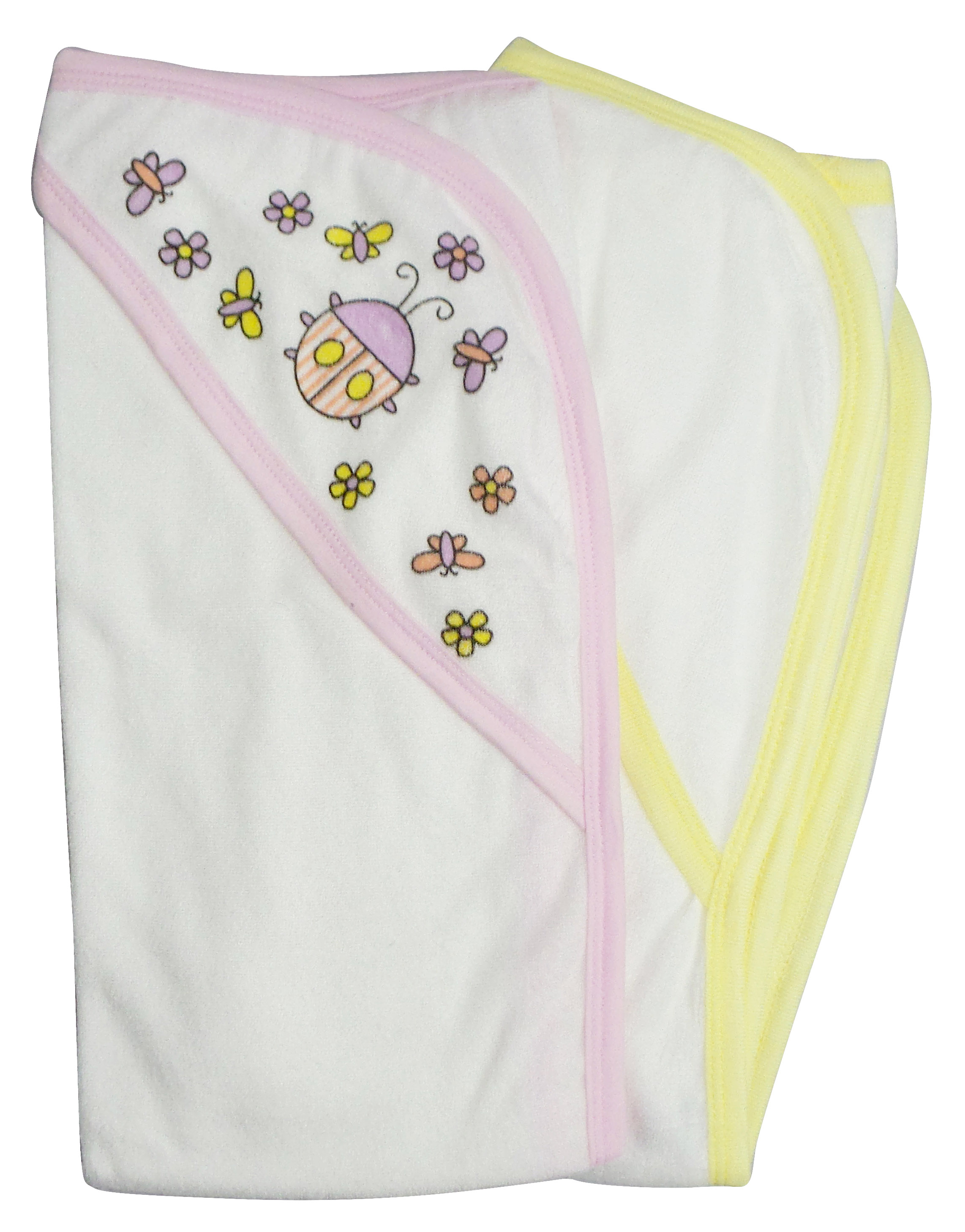 Bambini Infant Hooded Bath Towel in pink, featuring a cute hood for warmth and comfort, perfect for drying infants after bath time.