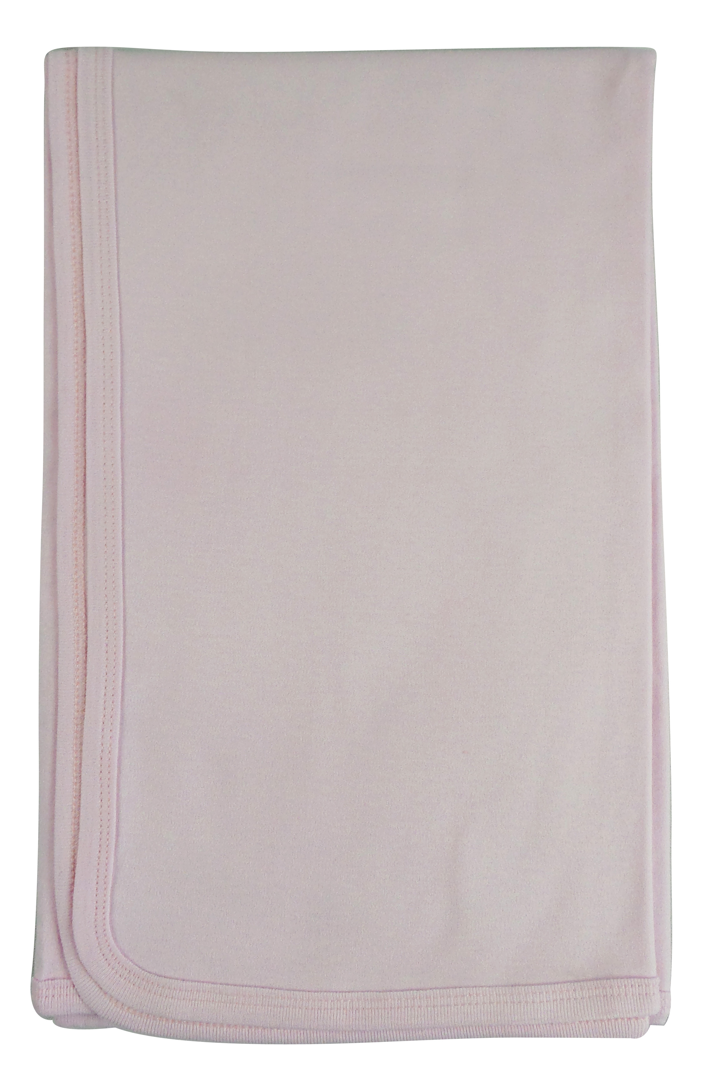 Bambini Pink Receiving Blanket made of soft cotton flannel, featuring finished edges for durability, perfect for babies.