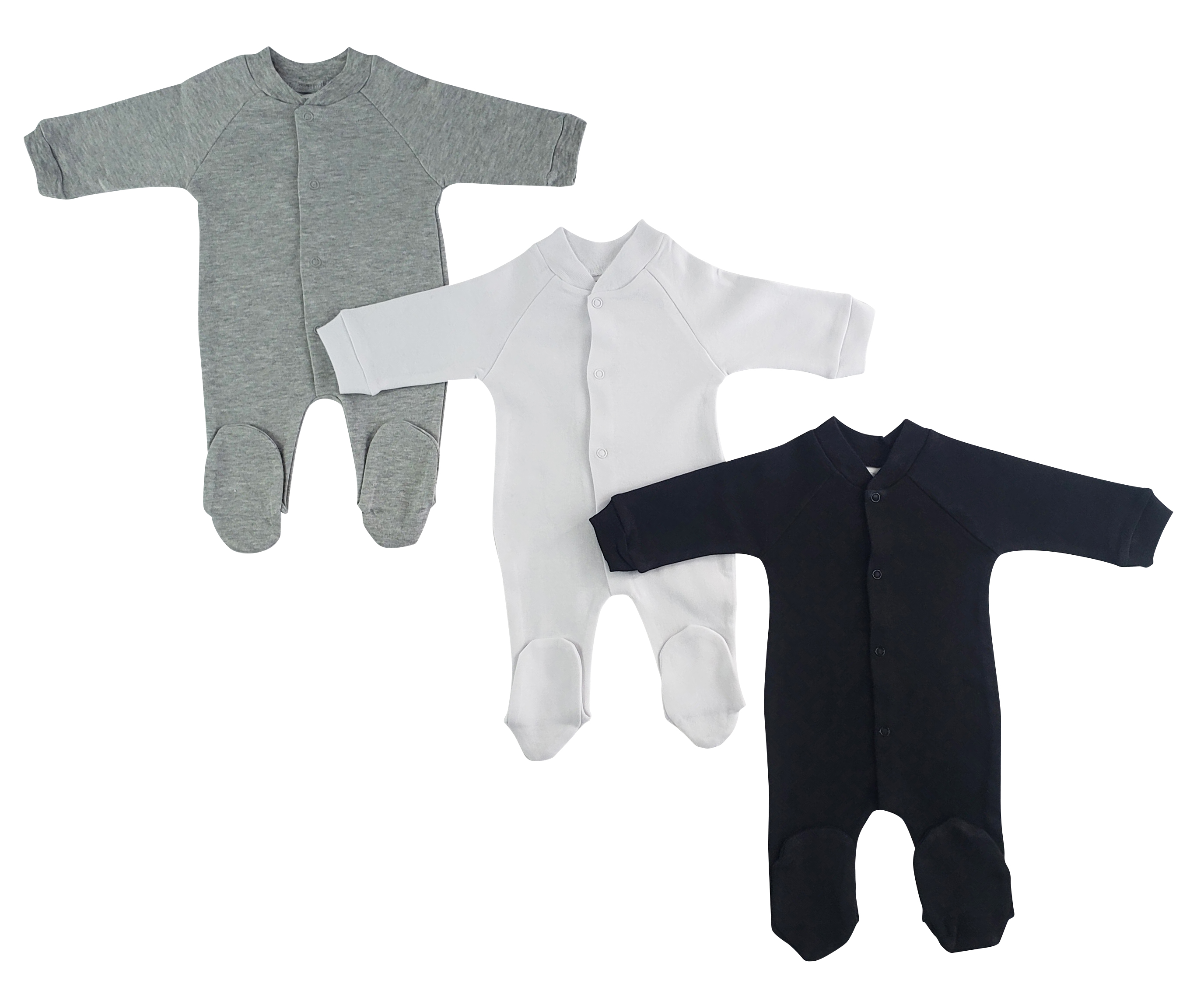 Bambini Sleep & Play long johns in assorted prints, featuring a soft cotton-polyester blend, designed for baby comfort.