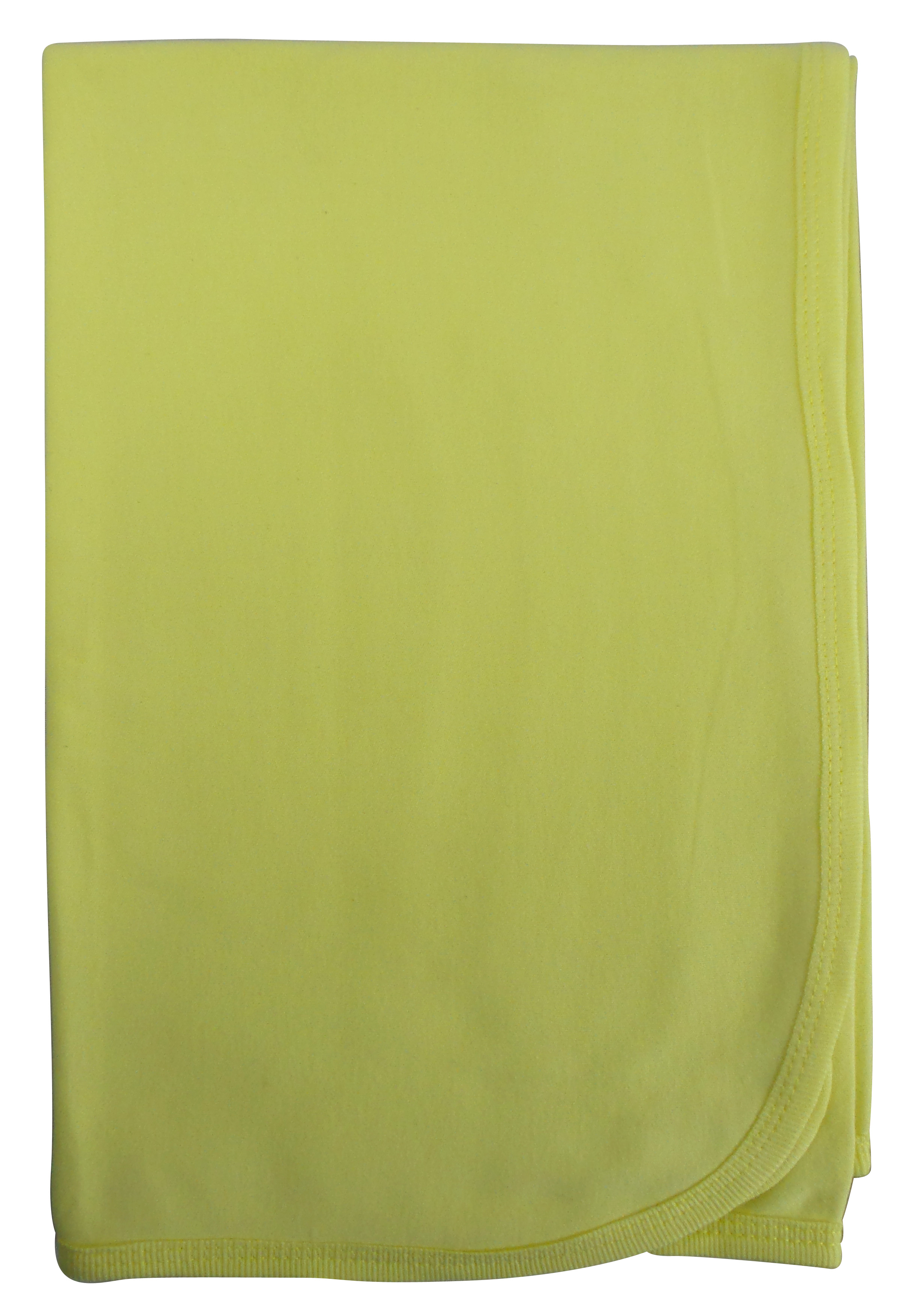 Bambini Yellow Receiving Blanket made of soft cotton flannel, featuring finished edges for durability, ideal for babies.