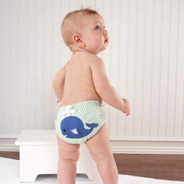Beach Bums 3-Piece Diaper Cover Gift Set featuring cute ocean-themed designs with a crab, octopus, and whale for babies aged 0-6 months.