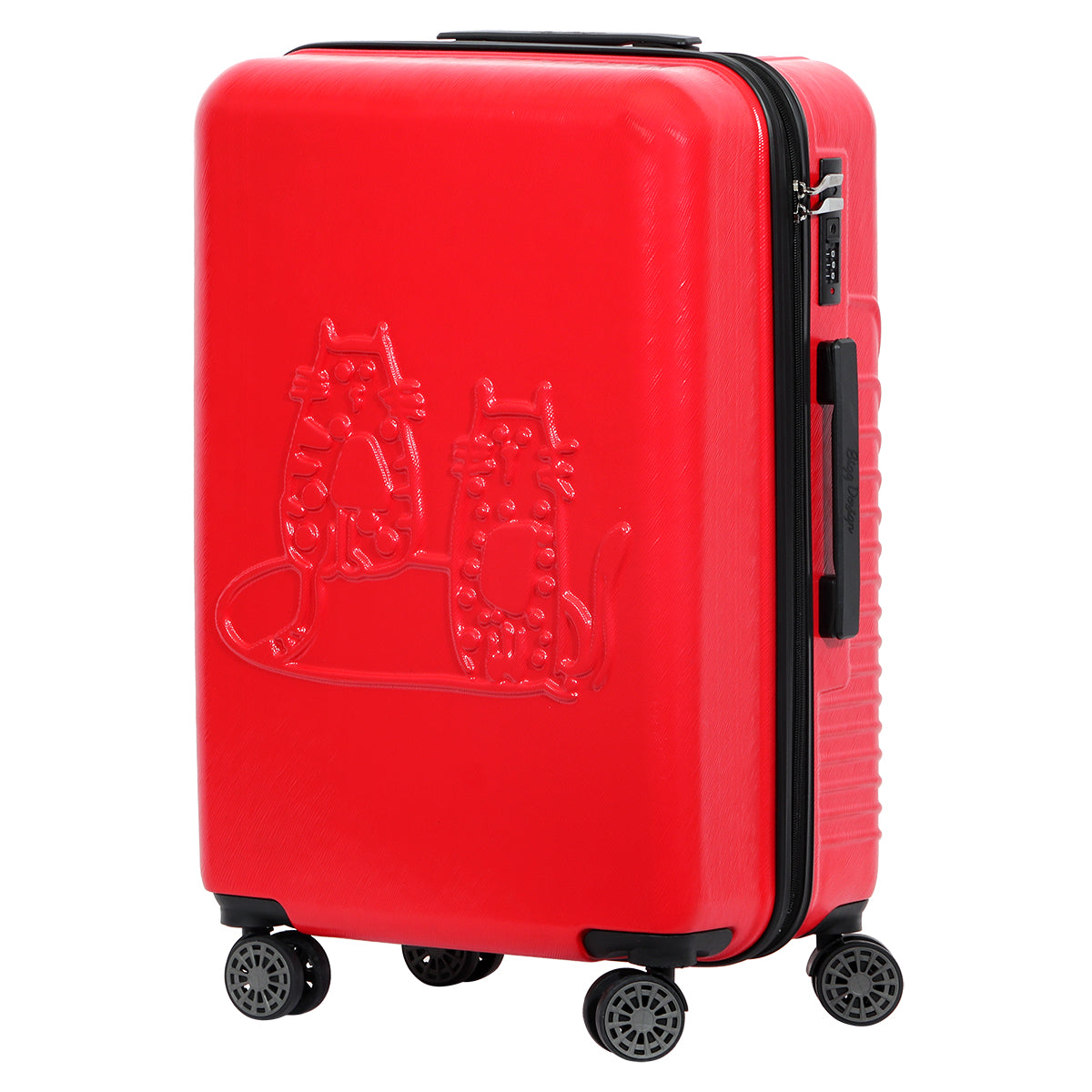 Biggdesign Cats Koffer Hartschale in Rot mit einzigartigem Katzenmuster, ideal für Reisen.