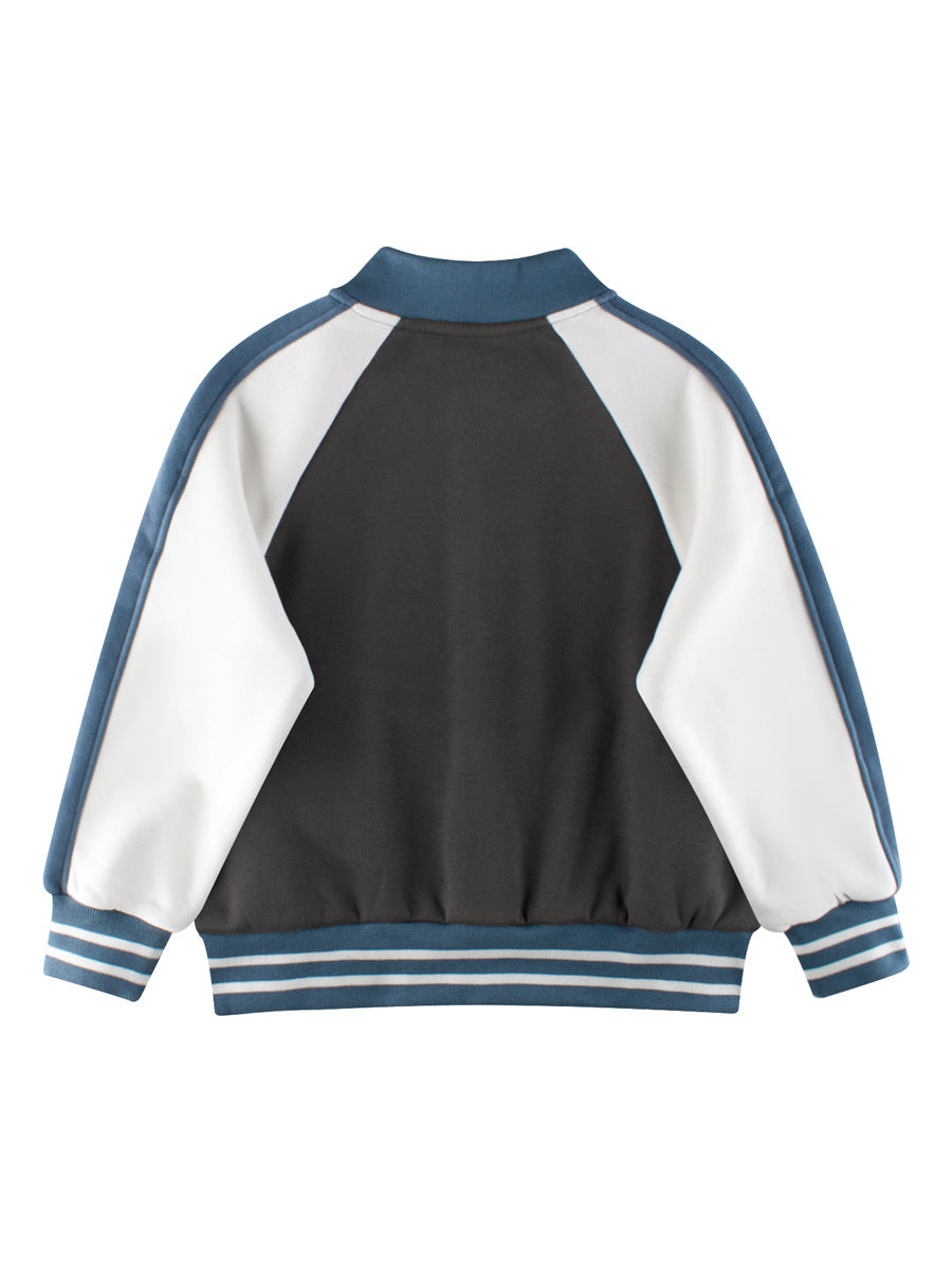 Boys and Girls Letters Pattern Contrast Design Color Patchwork Single in blue, featuring a playful letters pattern suitable for kids.