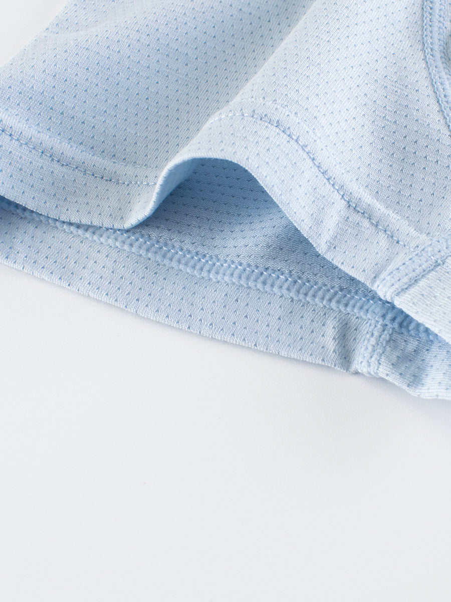 Boys' boxer shorts featuring a fun astronaut cartoon print in blue and light blue colors, made from breathable cotton blend material.