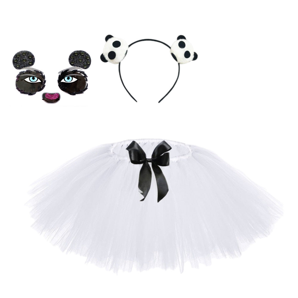 Children's Halloween costume set featuring a colorful tulle skirt, perfect for girls aged 1-8 years, designed for cosplay and festive occasions.