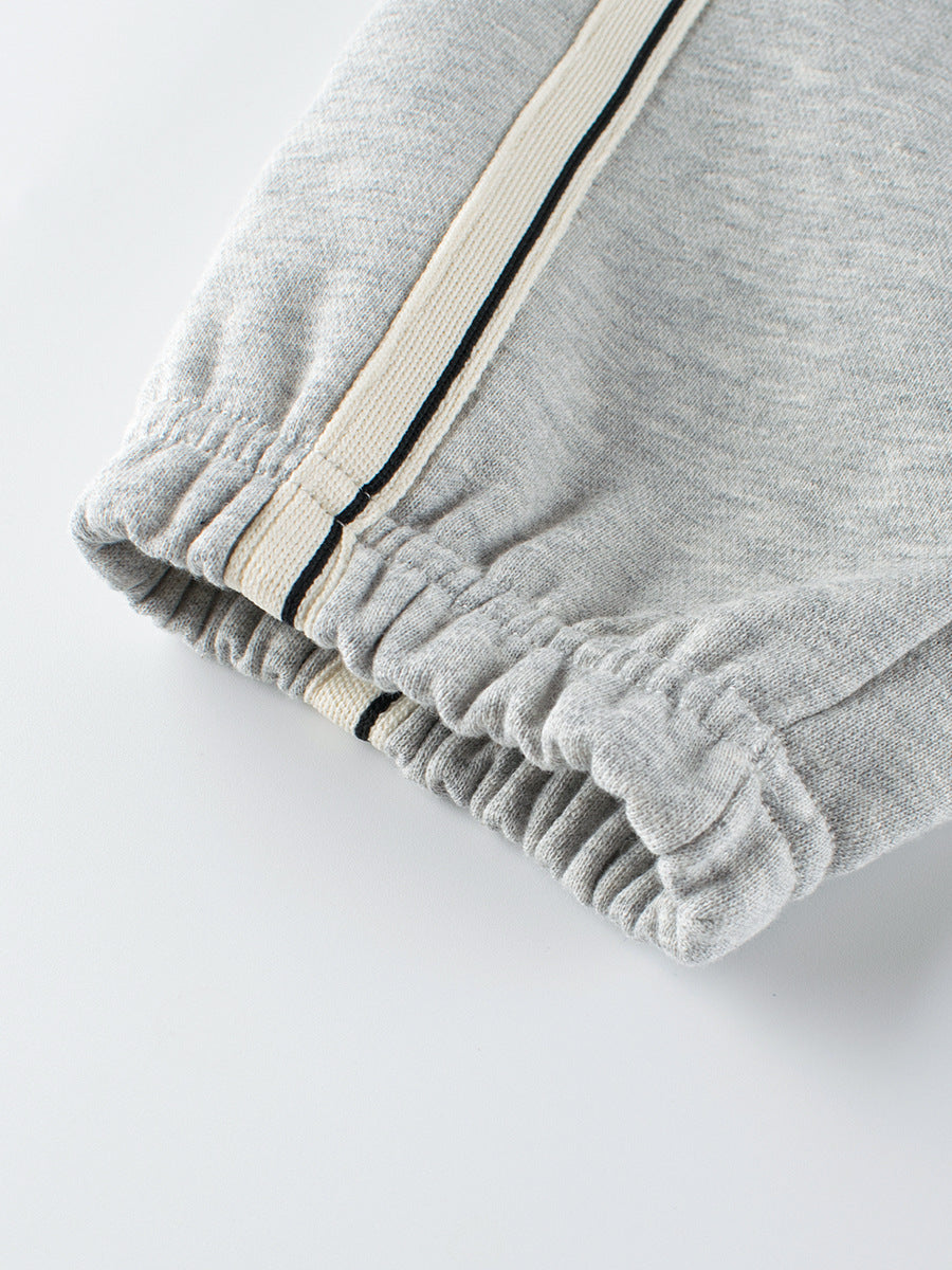 Children's Spring and Autumn Sportswear Pants in black and grey, made of cotton, suitable for boys and girls aged 5-12.