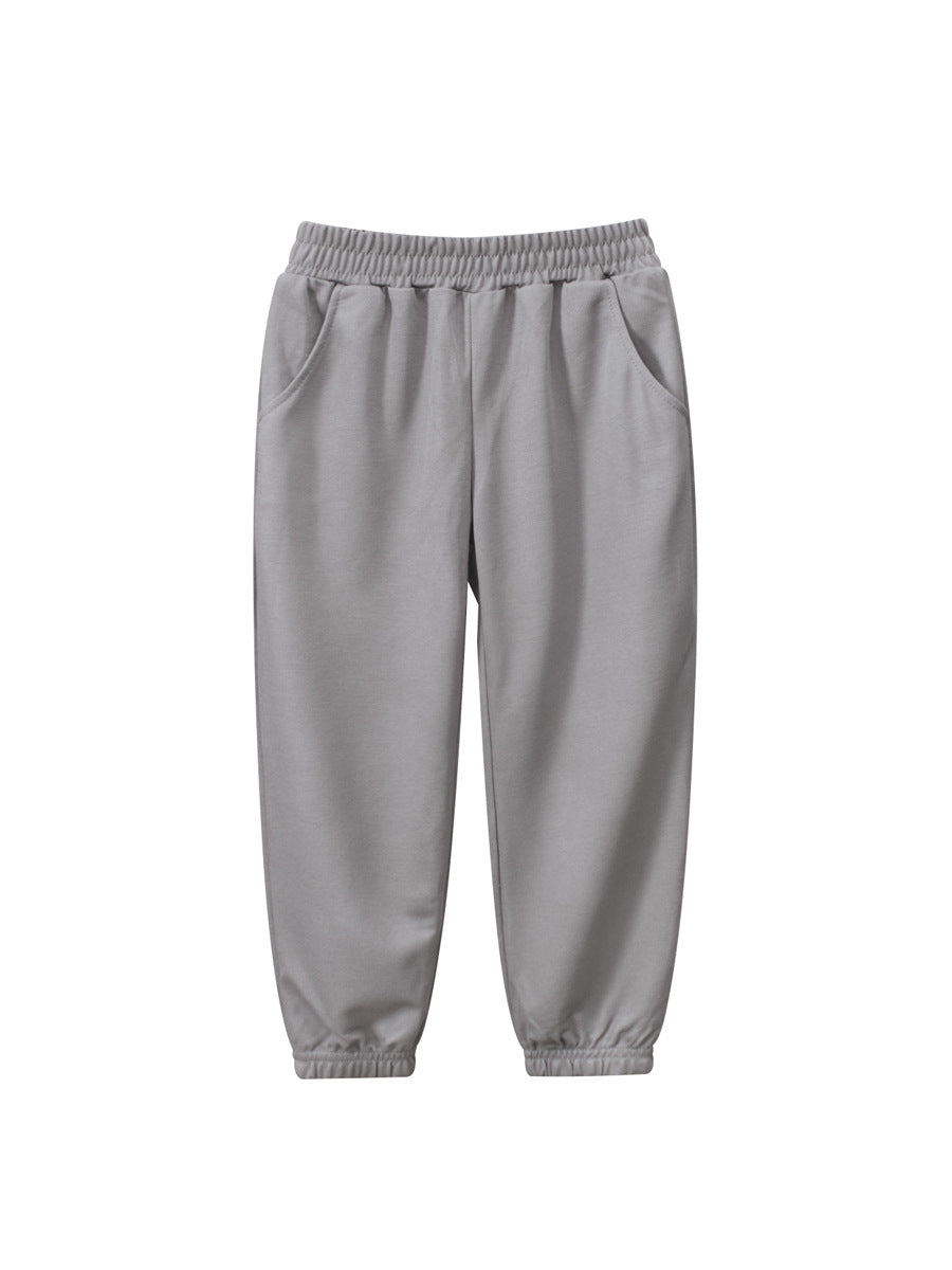 Children's Summer Boys' Solid Color Thin Breathable Pants in various colors, showcasing their lightweight and casual design.