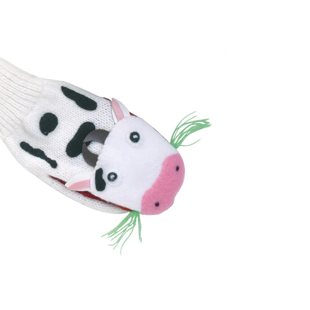 A pair of durable leather Cow Gloves designed for farming and ranching tasks, showcasing their robust construction and comfortable fit.