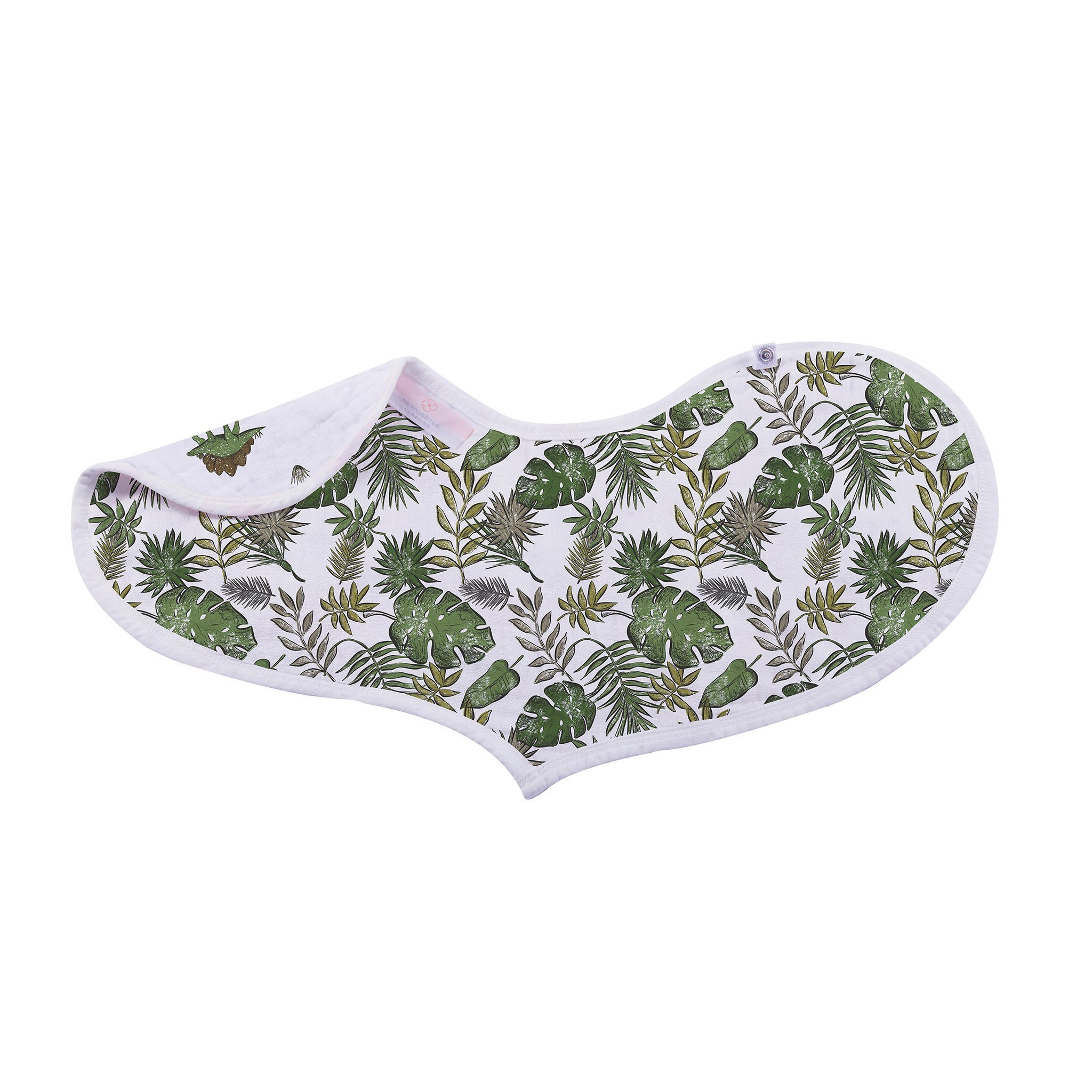 Dino Days Cotton Burp Cloth Bib 2PK featuring soft cotton muslin with dinosaur prints, designed for feeding and teething.